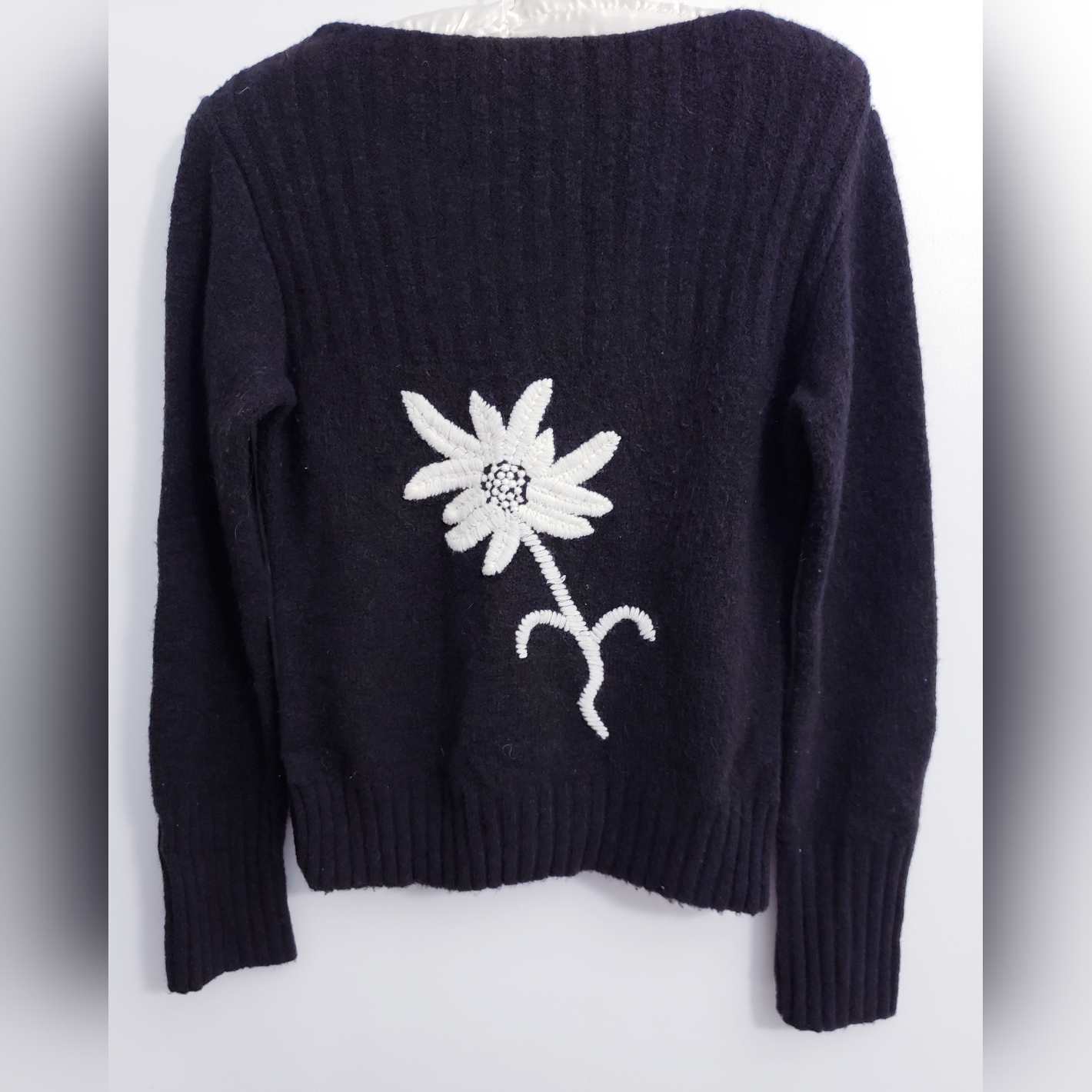 Blue Ice Italia Brown Sweater Floral Motif
